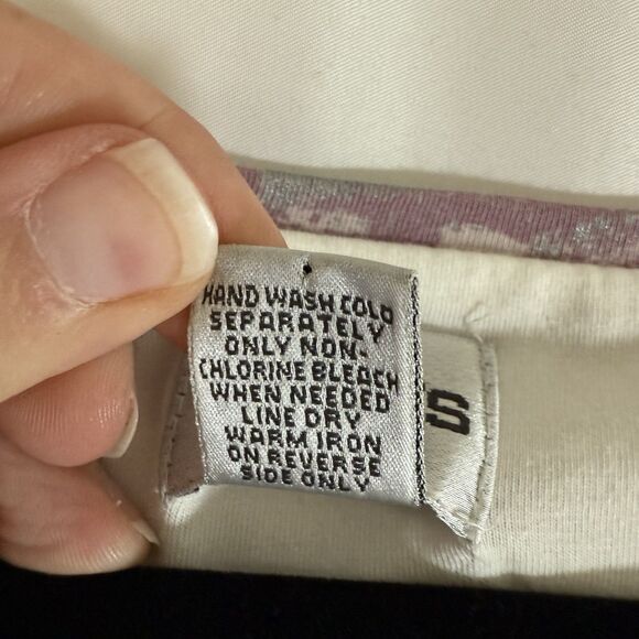 Chico's Blouse Women's Large Pink Purple Floral Beaded Round Neck Cotton Blend - Picture 4 of 12